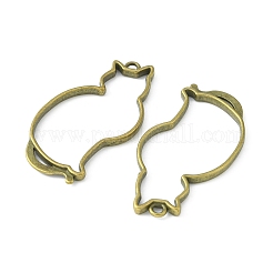 Tibetan Style Alloy Kitten Open Back Bezel Pendants&nbsp;TIBEP-5376-AB-FF