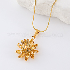 Vintage Stainless Steel Double Layered Daisy Flower Pendant Necklaces for Women&nbsp;VJ5225