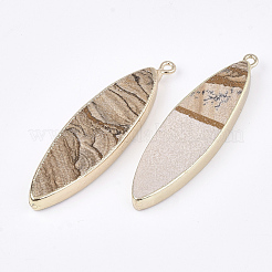 Electroplate Natural Picture Jasper Big Pendants&nbsp;G-S344-86B