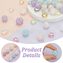 45pcs 3 styles Transparent Crackle Acrylic Beads&nbsp;TACR-PH0001-76