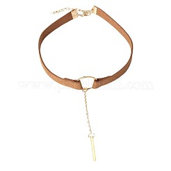 Black Velvet Choker Brass & Iron Rectangle Pendant Necklaces for Women&nbsp;FS-WGDB652-02
