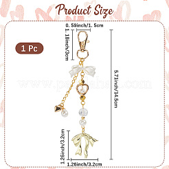 Bowknot & Heart Plastic Imitation Pearl Pendant Decorations&nbsp;HJEW-WH20020-006G