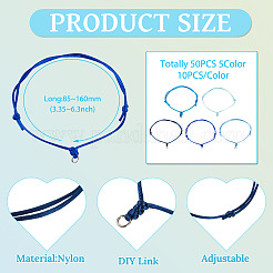 50Pcs 5 Colors Adjustable Nylon Cord Bracelet Making&nbsp;BJEW-TA00670