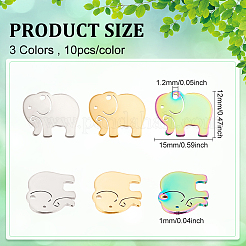 30Pcs 3 Colors 304 Stainless Steel Charms&nbsp;STAS-DC0011-92