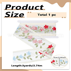 3 Yards Polycotton Embroidery Flower Lace Ribbon&nbsp;OCOR-LP0002-40