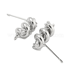 Brass Micro Pave Cubic Zirconia Stud Earring Findings&nbsp;LS-KK-U015-01P