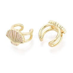 Shell Shape Brass Enamel Cuff Earrings&nbsp;EJEW-T049-06G