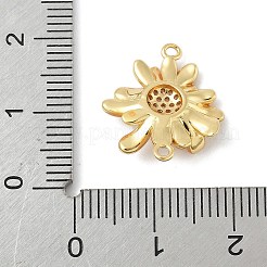 Flower Brass Micro Pave Clear Cubic Zirconia Connector Charms&nbsp;KK-M326-06-G01