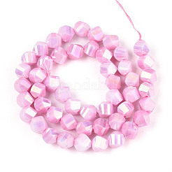 Anti-Tarnish Electroplate Glass Beads Strands&nbsp;GLAA-T025-8mm-14H