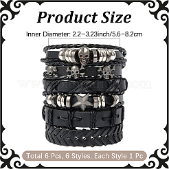 6Pcs 6 Styles PU Imitation Leather Braided Bracelets&nbsp;BJEW-CL0001-52