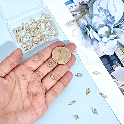 64Pcs 8 Styles Brass Pave Clear Cubic Zirconia Connector Charms&nbsp;KK-ME0004-10