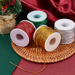 4 Rolls 4 Colors Metallic Elastic Round Cord for Christmas Gift Wrapping&nbsp;OCOR-WH0112-055