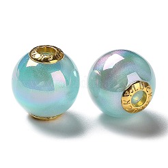Rainbow Iridescent Plating Acrylic European Beads&nbsp;X-OACR-P019-03A-M