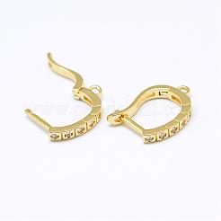 Brass Micro Pave AAA Cubic Zirconia Ear Harp Hoop Earring Findings&nbsp;KK-F699-01-NR