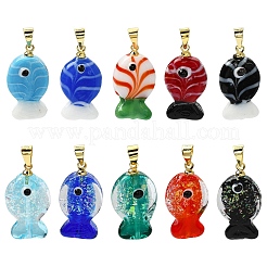 5Pcs 5 Colors Handmade Dichroic Foil Lampwork Pendants&nbsp;DICH-YW0001-01