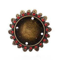 Adjustable Flower Alloy & Iron Rhinestone Bezel Cup Ring Base with Rotatable Tray&nbsp;MAK-T012-09AB