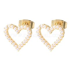 Hollow Heart Brass Stud Earrings&nbsp;EJEW-A152-04A-G