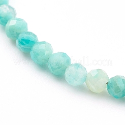 Faceted Natural Amazonite Beaded Bracelets for Women&nbsp;BJEW-JB05928-04