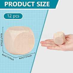 Unfinished Wood Blank Dice&nbsp;WOOD-WH0048-06B