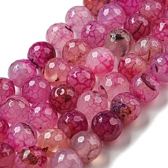 Faceted Natural Dragon Veins Agate Beads Strands&nbsp;G-F447-12mm-L08