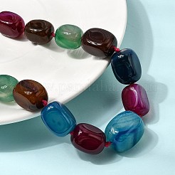 Dyed Natural Agate Cuboid Graduated Beaded Necklaces with Alloy Clasps&nbsp;NJEW-C113-01E