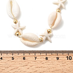 Natural Cowrie Shell & Starfish Synthetic Turquoise Beaded Necklaces for Women&nbsp;NJEW-F356-04G