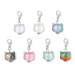 Cat Head Shape Glass Pendant Decorations&nbsp;HJEW-JM03335