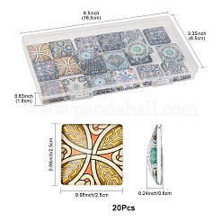 20Pcs Printed Glass Flat Back Cabochons&nbsp;GGLA-FS0001-21
