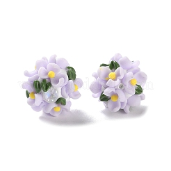 Luminous Polymer Clay Rhinestone Floral Ball Beads&nbsp;CLAY-U002-01D