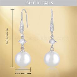 Pearl Earrings with Cubic Zirconia White Freshwater Shell Pearl Dangle Hook Earrings Stud Round Ball Drop Hoop Earrings Brass Jewelry Gift for Women&nbsp;JE1097A