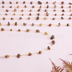 Natural Tiger Eye Chips Beaded Chains&nbsp;CHC-SZ0001-62J