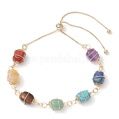 Natural & Synthetic Mixed Gemstone Beads Slider Bracelets&nbsp;BJEW-JB11271