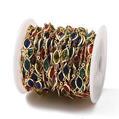 Brass Glass Horse Eye Link Chains&nbsp;CHC-R001-03G-03