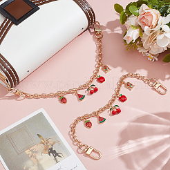 2Pcs Alloy FireBrick Enamel Fruit Charm Cable Chain Purse Decorative Chains&nbsp;HJEW-ME00012