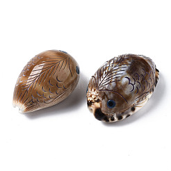 Printed Natural Cowrie Shell Beads&nbsp;SSHEL-Q314-001