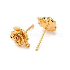 Flower Brass Stud Earring Findings&nbsp;KK-K382-33G