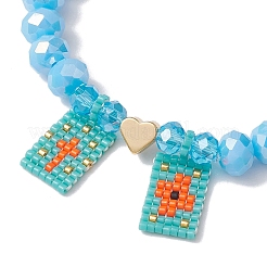Glass Faceted Rondelle Beaded Stretch Bracelets for Women&nbsp;BJEW-MZ00065-02