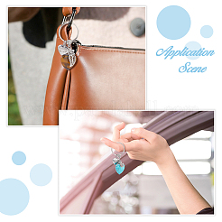 7Pcs Heart Natural & Synthetic Gemstone Keychain&nbsp;KEYC-FH00094