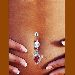 Brass Cubic Zirconia Navel Ring&nbsp;AJEW-EE0004-34A