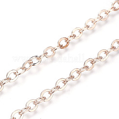 Brass Flat Oval Cable Chains&nbsp;CHC025Y-01-RG