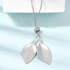 Adjustable 304 Stainless Steel Leaf Pendant Lariat Necklaces for Women&nbsp;SA-CBAB727-03P