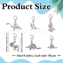 60Pcs 6 Styles Tibetan Style Alloy Pendant Decorations&nbsp;HJEW-ME00043