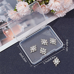 8Pcs Brass Clear Cubic Zirconia Rhombus Links Connector Charms&nbsp;ZIRC-BBC0003-73