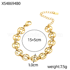 304 Stainless Steel Coin Link Chain Bracelets&nbsp;STAS-OY012-96G
