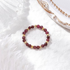 Natural Mixed Stone Beaded Stretch Rings for Women&nbsp;RJEW-JR00868