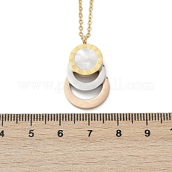 304 Stainless Steel Roman Numeral 3 Ring Pendant Necklaces&nbsp;NJEW-V001-06P-01