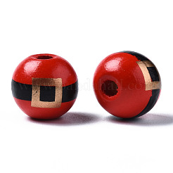 Painted Natural Wood European Beads&nbsp;X-WOOD-S057-035