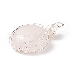 Natural Rose Quartz Pendants&nbsp;PALLOY-JF01790-02