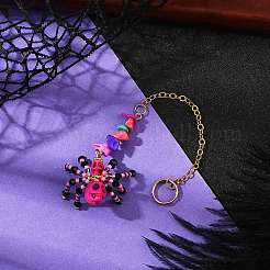Halloween Theme Spider & Skull Dyed Synthetic Turquoise & Glass Seed Beads Pendant Decorations&nbsp;HJEW-MZ00282