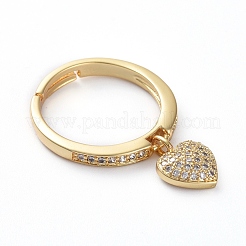 Adjustable Brass Micro Pave Cubic Zirconia Finger Rings&nbsp;RJEW-G096-20G